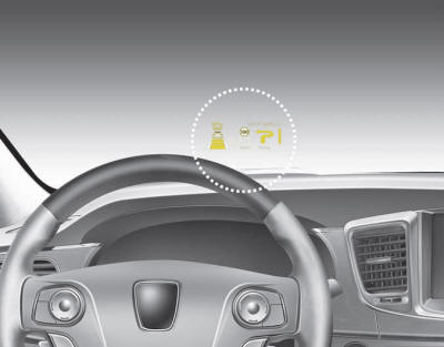 The head up display is a transparent display which projects a shadow of some