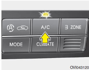 Push the A/C button to turn the air conditioning system on (indicator light will