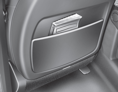 The seatback pocket is provided on the back of the front passengers and drivers