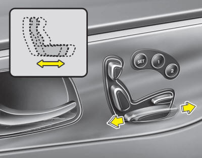 Push the control switch forward or rearward to move the seat to the desired position.