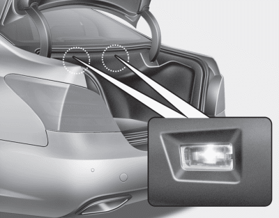 The trunk room lamp comes on when the trunk is opened.