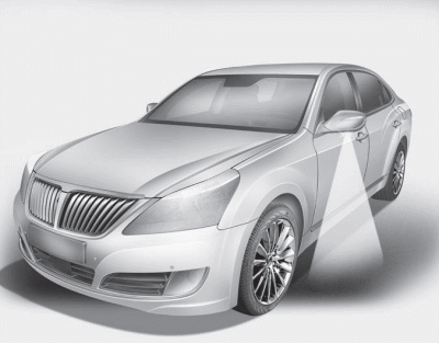 When all the doors (and trunk) are locked and closed, the puddle lamp will come