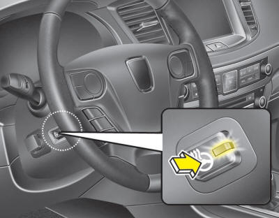 When the Engine Start/Stop Button is in the ON position, press the heated steering