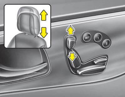 Push the control switch up to raise or down to lower the headrest. Release the
