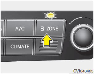 1. Press the 3 zone button to operate the front passenger's temperature, rear