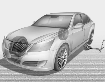 4.Remove the wheel lug nut wrench, jack, jack handle, and spare tire from the