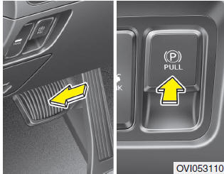 To release the EPB (electric parking brake), press the EPB switch in the following