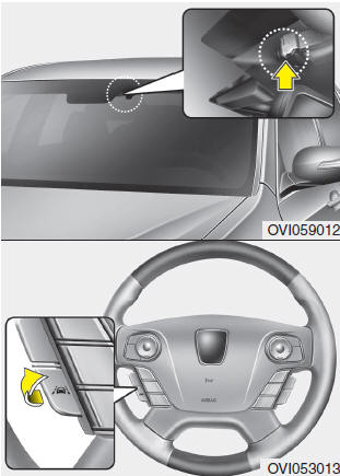 This system detects the lane with the sensor at the front windshield and warns