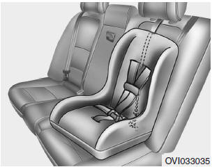 1. Route the child restraint seat tether strap over the seatback. For vehicles
