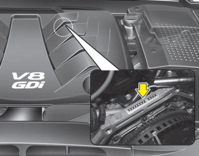 The engine number is stamped on the engine block as shown in the drawing.