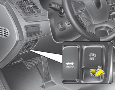 To engage the parking brake, first apply the brake pedal and then pull the EPB
