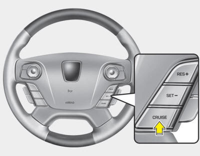 1. Push the CRUISE (ONOFF) button on the steering wheel to turn the system on.